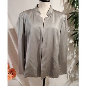 Vtg Talbots Women Silk Blazer Jacket Plus Size 18 Silver Career Office Business